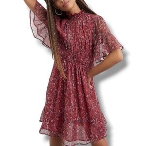 Anthropologie Ranna Gill Franny Smocked Mini Dress  Size Medium Petite